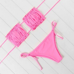 OMKAGI Bandeau Bikini 2020 strój kąpielowy kobiety stroje kąpielowe Biquinis Sexy Push Up pływanie strój kąpielowy kostiumy kąpi