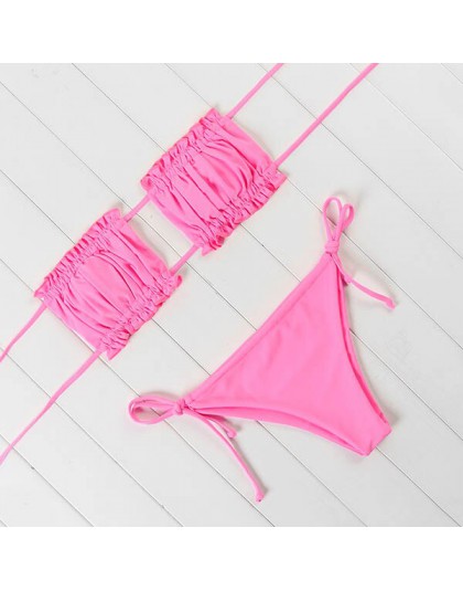 OMKAGI Bandeau Bikini 2020 strój kąpielowy kobiety stroje kąpielowe Biquinis Sexy Push Up pływanie strój kąpielowy kostiumy kąpi