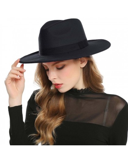 WELROG czarne czerwone kapelusze fedora dla kobiet imitacja wełny Fedoras Panama filcowy kapelusz zimowe męskie czapki jazzowe T