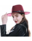 WELROG czarne czerwone kapelusze fedora dla kobiet imitacja wełny Fedoras Panama filcowy kapelusz zimowe męskie czapki jazzowe T