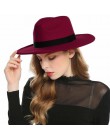 WELROG czarne czerwone kapelusze fedora dla kobiet imitacja wełny Fedoras Panama filcowy kapelusz zimowe męskie czapki jazzowe T