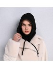 Sparsil Unisex dzianina kaszmirowa z kapturem kołnierz ortopedyczny czapka głowy sznurkiem gruba czapka mężczyźni i kobiety Soli