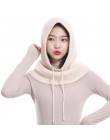 Sparsil Unisex dzianina kaszmirowa z kapturem kołnierz ortopedyczny czapka głowy sznurkiem gruba czapka mężczyźni i kobiety Soli