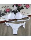 Bikini stałe Strappy bandaż zestaw Bikini biały Push Up strój kąpielowy Bikini Bandeau brazylijski strój kąpielowy Maillot De Ba