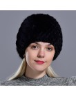 Zimowe damskie futro z norek czapki naturalne prawdziwe futro z dzianiny czapka modne puszyste panie prawdziwe futro czapka kobi