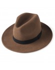FURTALK kapelusz Fedora dla kobiet mężczyzn 100% włóczka australijska czuł szeroki kapelusz Vintage Jazz kapelusz Fedora para cz