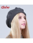 Geebro berety damskie kapelusz moda solidna kolorowa wełna dzianiny berety z dżetów panie francuski artysta Beanie Beret kapelus