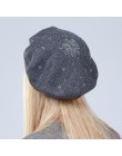 Geebro berety damskie kapelusz moda solidna kolorowa wełna dzianiny berety z dżetów panie francuski artysta Beanie Beret kapelus