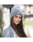 2019 nowy wysokiej jakości czapki zimowe dla kobiet Cashmere czapki Ladise dzianiny wełny Skullies Cap Angora pompon Gorros