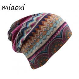 Miaoxi nowych kobiet czapki Skullies Lady moda wysokiej jakości Hip Hop kwiatowy czapka zimowa szalik dorosłych poliester jesien