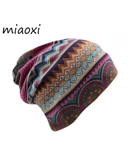 Miaoxi nowych kobiet czapki Skullies Lady moda wysokiej jakości Hip Hop kwiatowy czapka zimowa szalik dorosłych poliester jesien
