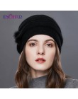 ENJOYFUR Cashmere pompon kobiety czapki zimowe czapki z dzianiny kapelusz kobieta moda pani w średnim wieku czapka dżetów gruba 