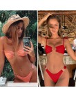 Miyouj Sexy Bandeau Bikini bandażowy strój kąpielowy kobiety stałe stroje kąpielowe 2019 kostiumy kąpielowe pierścionki Bikini S