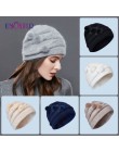 ENJOYFUR Cashmere pompon kobiety czapki zimowe czapki z dzianiny kapelusz kobieta moda pani w średnim wieku czapka dżetów gruba 