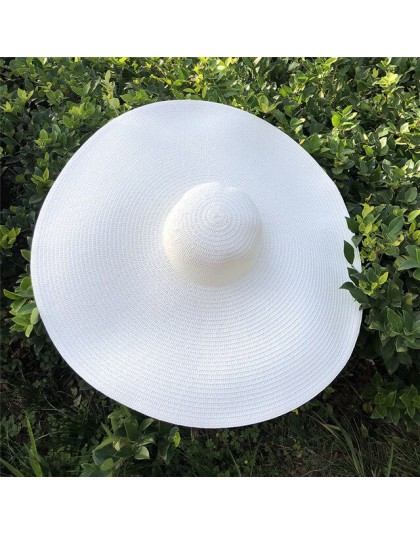 25CM szerokie rondo ponadgabarytowe kapelusze plażowe dla kobiet duży słomkowy kapelusz UV składany parasol przeciwsłoneczny kap