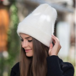 2019 nowy wysokiej jakości czapki zimowe dla kobiet Cashmere czapki Ladise dzianiny wełny Skullies Cap Angora pompon Gorros