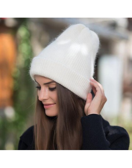 2019 nowy wysokiej jakości czapki zimowe dla kobiet Cashmere czapki Ladise dzianiny wełny Skullies Cap Angora pompon Gorros