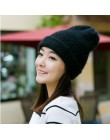 2019 nowy wysokiej jakości czapki zimowe dla kobiet Cashmere czapki Ladise dzianiny wełny Skullies Cap Angora pompon Gorros