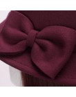 2017 wiosna moda w stylu Vintage kobiety panie wełniany kapelusz Fedora wiadro Dome Bell Bow kapelusze filcowe kobiety czapka ka