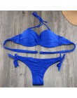 Bikini stałe Strappy bandaż zestaw Bikini biały Push Up strój kąpielowy Bikini Bandeau brazylijski strój kąpielowy Maillot De Ba