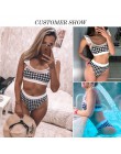 Peachtan wysokiej talii kostium kąpielowy damski Plaid bikini z siatką zestaw 2020 wzburzyć stroje kąpielowe kobiety przezroczys