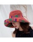 Dwustronny nieregularny wzór kapelusz typu bucket kobiety lato bawełna oddychająca rozrywka kapelusze bob Outdoor Sports Casual 