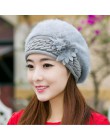 New Arrival eleganckie damskie czapki z dzianiny czapka z futra królika jesień zima kapelusz panie kobieta moda Skullies Beret k