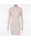 InstaHot golf z długim rękawem Skinny Mini sukienka kobiety jesień Sexy sukienki w stylu sportowym 4 kolor Bodycon Slim żółty Cl
