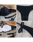 Bikini stałe Strappy bandaż zestaw Bikini biały Push Up strój kąpielowy Bikini Bandeau brazylijski strój kąpielowy Maillot De Ba