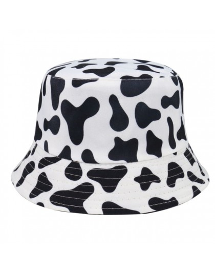 FOXMOTHER nowy mody odwracalne czarny biały wzór krowa kapelusze wiadro rybak czapki dla kobiet Gorras lato