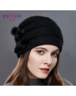ENJOYFUR Cashmere pompon kobiety czapki zimowe czapki z dzianiny kapelusz kobieta moda pani w średnim wieku czapka dżetów gruba 