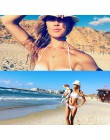 Bikini stałe Strappy bandaż zestaw Bikini biały Push Up strój kąpielowy Bikini Bandeau brazylijski strój kąpielowy Maillot De Ba