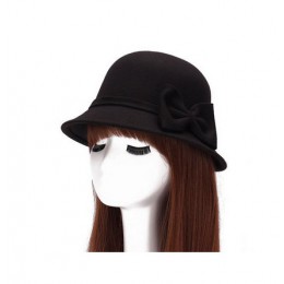2017 wiosna moda w stylu Vintage kobiety panie wełniany kapelusz Fedora wiadro Dome Bell Bow kapelusze filcowe kobiety czapka ka