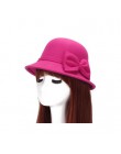 2017 wiosna moda w stylu Vintage kobiety panie wełniany kapelusz Fedora wiadro Dome Bell Bow kapelusze filcowe kobiety czapka ka