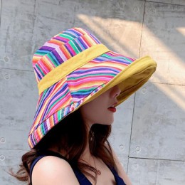 Dwustronny nieregularny wzór kapelusz typu bucket kobiety lato bawełna oddychająca rozrywka kapelusze bob Outdoor Sports Casual 