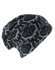 Miaoxi nowych kobiet czapki Skullies Lady moda wysokiej jakości Hip Hop kwiatowy czapka zimowa szalik dorosłych poliester jesien