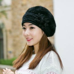 New Arrival eleganckie damskie czapki z dzianiny czapka z futra królika jesień zima kapelusz panie kobieta moda Skullies Beret k