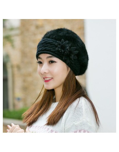 New Arrival eleganckie damskie czapki z dzianiny czapka z futra królika jesień zima kapelusz panie kobieta moda Skullies Beret k