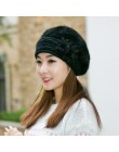 New Arrival eleganckie damskie czapki z dzianiny czapka z futra królika jesień zima kapelusz panie kobieta moda Skullies Beret k