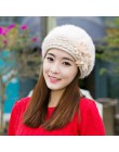 New Arrival eleganckie damskie czapki z dzianiny czapka z futra królika jesień zima kapelusz panie kobieta moda Skullies Beret k