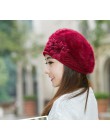 New Arrival eleganckie damskie czapki z dzianiny czapka z futra królika jesień zima kapelusz panie kobieta moda Skullies Beret k