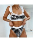 Peachtan wysokiej talii kostium kąpielowy damski Plaid bikini z siatką zestaw 2020 wzburzyć stroje kąpielowe kobiety przezroczys