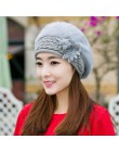 New Arrival eleganckie damskie czapki z dzianiny czapka z futra królika jesień zima kapelusz panie kobieta moda Skullies Beret k