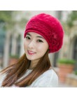 New Arrival eleganckie damskie czapki z dzianiny czapka z futra królika jesień zima kapelusz panie kobieta moda Skullies Beret k