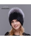 Czapki narciarskie kobiety w średnim wieku w zimie futro z norek dzianinowa dzianinowa czapka modna moda w stylu europejskim i a