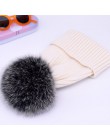 2019 lis naturalny futrzany pompon kapelusz gruby zimowy dla kobiet czapka czapki beanie dzianina kaszmirowa czapki wełniane kob