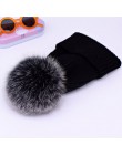 2019 lis naturalny futrzany pompon kapelusz gruby zimowy dla kobiet czapka czapki beanie dzianina kaszmirowa czapki wełniane kob