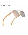 BARCUR bambusowe okulary przeciwsłoneczne cat eye spolaryzowane metalowe ramki drewniane oprawki okularów Lady Luxury Fashion ok