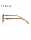 BARCUR bambusowe okulary przeciwsłoneczne cat eye spolaryzowane metalowe ramki drewniane oprawki okularów Lady Luxury Fashion ok