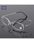 VCKA Rimless okulary do czytania mężczyźni stop tytanu krotnie kobiety kwadratowe okulary Presbyopic bezramowe okulary + 1.0 + 1